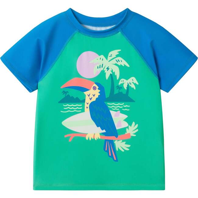 Boys Short Sleeve Rashguard Set, Blue Toucan - Rash Guards - 6