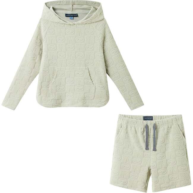 Boys Beige Terry Cover-Up Set,  Beach Icons