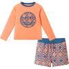 Boys Long Sleeve Rashguard Set, Checker Icon - Rash Guards - 1 - thumbnail