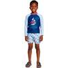 Boys Long Sleeve Rashguard Set, Navy Sailboat - Rash Guards - 2