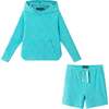Boys Aqua Terry Cover-Up Set, Palm Tree - Cover-Ups - 1 - thumbnail