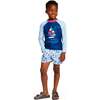 Boys Long Sleeve Rashguard Set, Navy Sailboat - Rash Guards - 4