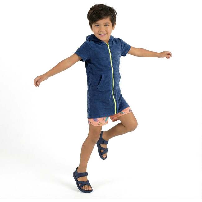 Boys Navy Terry Short Sleeve Cover-Up - Cover-Ups - 7