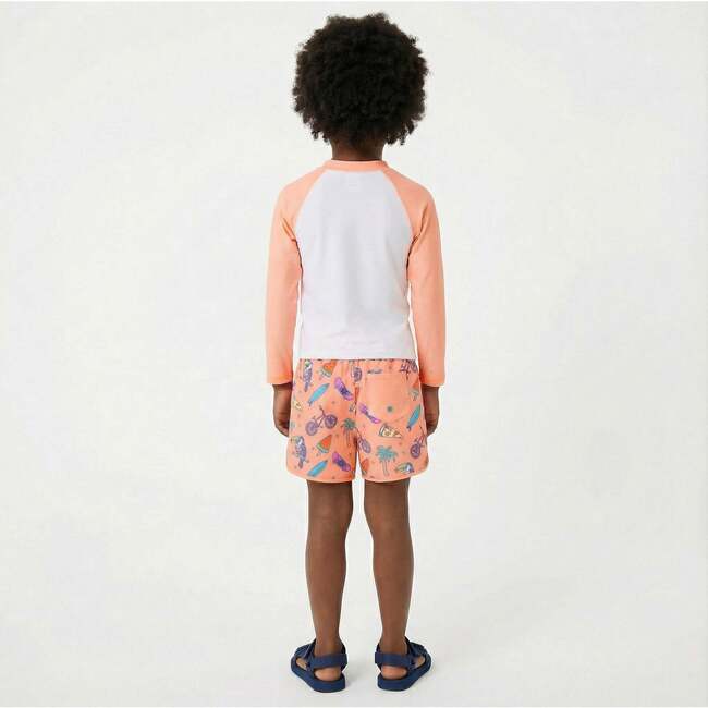 Boys Long Sleeve Rashguard Set, Orange Palm - Rash Guards - 4
