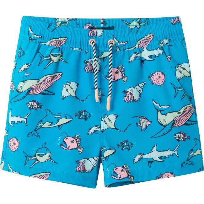 Boys Short Sleeve Rashguard Set, Aqua Deep Sea - Rash Guards - 7