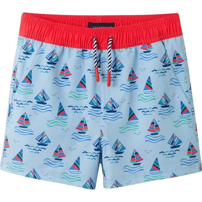 Boys Long Sleeve Rashguard Set, Navy Sailboat - Rash Guards - 7