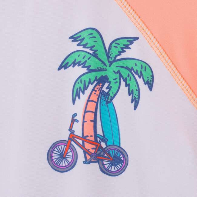 Boys Long Sleeve Rashguard Set, Orange Palm - Rash Guards - 5