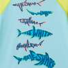 Boys Long Sleeve Rashguard Set, Aqua & Lime Shark - Rash Guards - 5