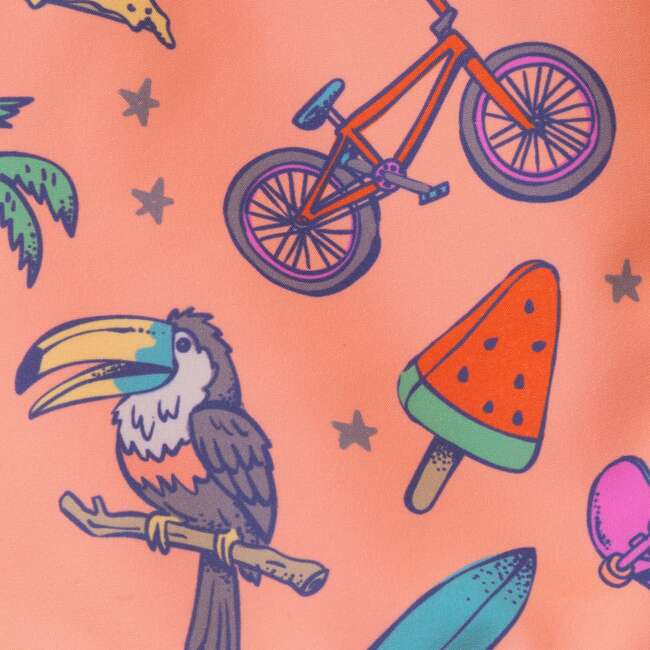 Boys Long Sleeve Rashguard Set, Orange Palm - Rash Guards - 7