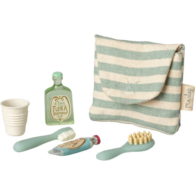 Tooth brush set in bag, Mouse - Blue stripe