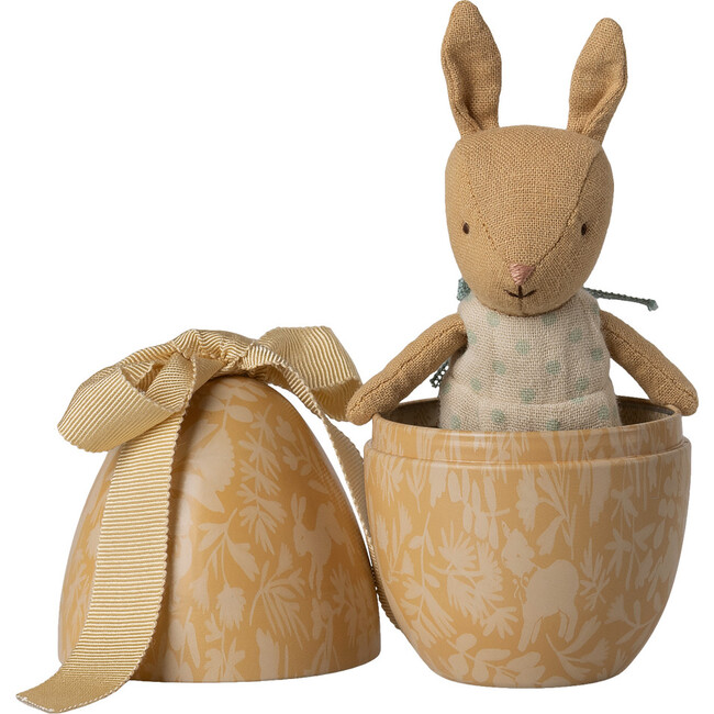 Easter egg with micro rabbit, Small - Cream yellow