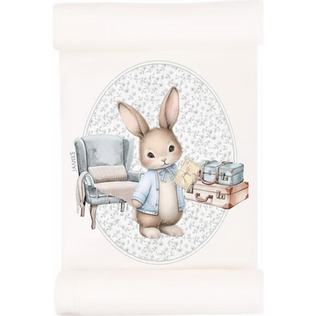 Storybook Rabbit Blanket, White/Blue