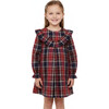 Plaid Ruffle Dress, Red/Navy - Dresses - 2