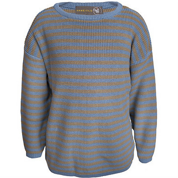Celeste Oversized Striped Knit Sweater, Blue/Tan