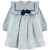Floral Smocked Ruffle Dress, Blue/White - Dresses - 1 - thumbnail