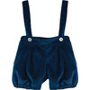 Navy Velvet Suspender Bloomers, Navy - Rompers - 1 - thumbnail