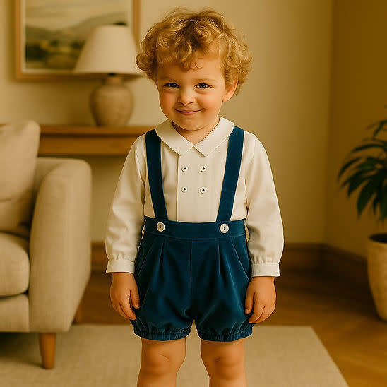 Navy Velvet Suspender Bloomers, Navy