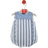 Blue and White Nautical Stripe Bubble Romper - Rompers - 1 - thumbnail