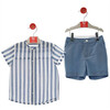Blue Stripe Shirt & Shorts Set - Mixed Apparel Set - 1 - thumbnail