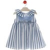 Girls' Blue and White Nautical Stripe Ruffle Dress - Dresses - 1 - thumbnail