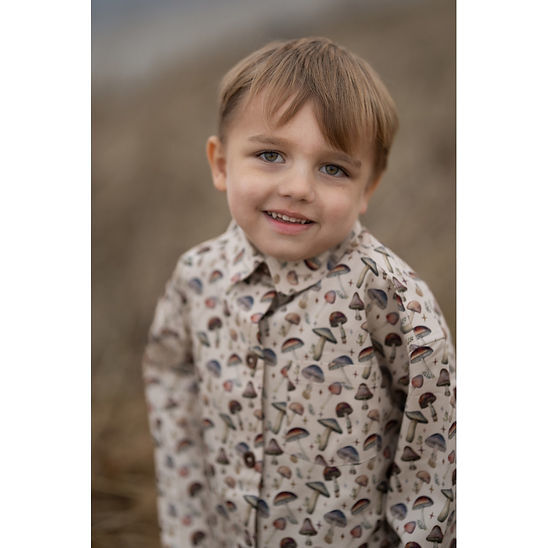 Mushroom Print Button-Down Shirt, Taupe