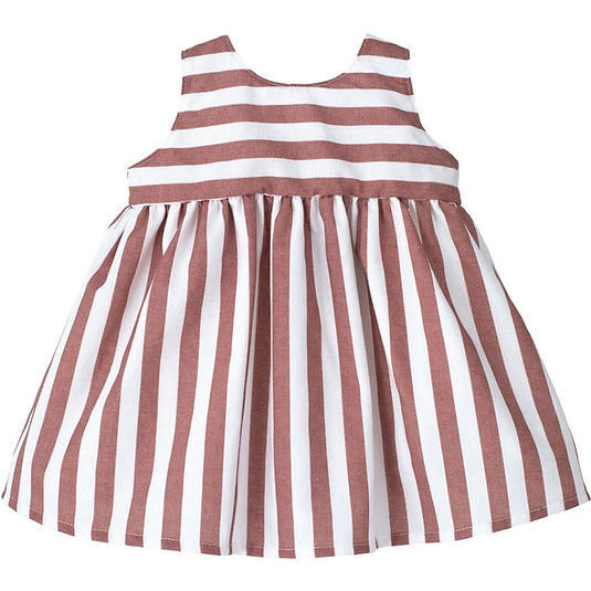 Striped A-Line Terracotta Dress.
