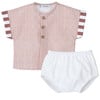 Pinstripe Jam Pants Set, Terracotta - Mixed Apparel Set - 1 - thumbnail