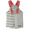 Mixed Stripe Grey Dungaree Romper - Rompers - 1 - thumbnail