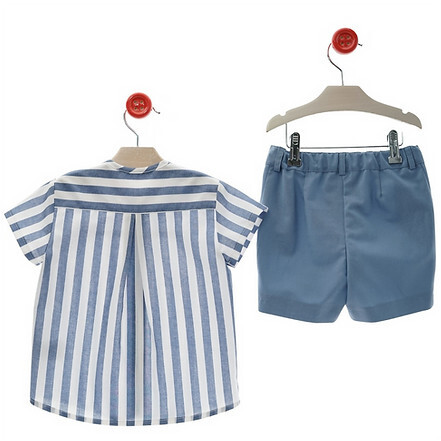 Blue Stripe Shirt & Shorts Set - Mixed Apparel Set - 3