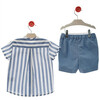 Blue Stripe Shirt & Shorts Set - Mixed Apparel Set - 3