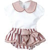 Infant Girls Terracotta Stripe Ruffle Bloomer Set - Mixed Apparel Set - 1 - thumbnail