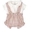Girls' Dusty Rose Gingham Bloomer and Ruffle Blouse Set - Mixed Apparel Set - 1 - thumbnail