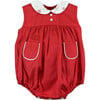 Infant Girls' Red Peter Pan Collar Bubble Romper - Rompers - 1 - thumbnail