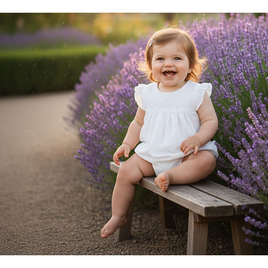 Infant Girls' White Eyelet Flutter-Sleeve Romper