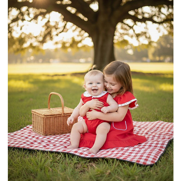 Infant Girls' Red Peter Pan Collar Bubble Romper