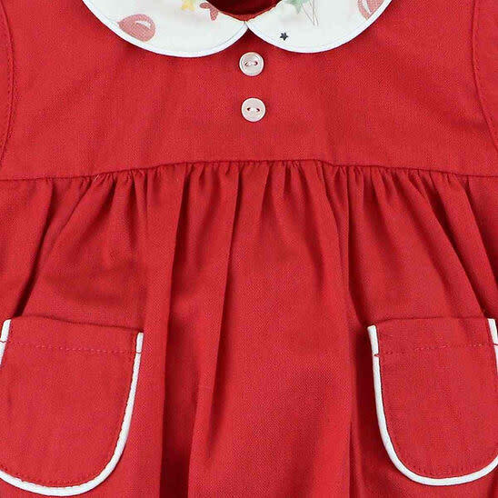 Infant Girls' Red Peter Pan Collar Bubble Romper - Rompers - 3