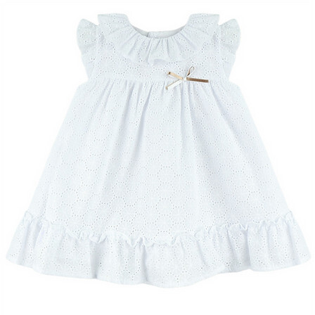 Girls' White Eyelet Ruffle Dress