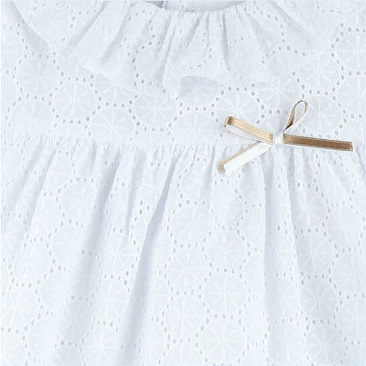Girls' White Eyelet Ruffle Dress - Dresses - 3