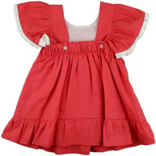Girls' Flutter-Sleeve Red Pocket Dress - Dresses - 3