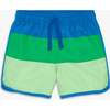 Kids Color Block Board Short, Blueberry Green Apple Pear - Swim Trunks - 1 - thumbnail