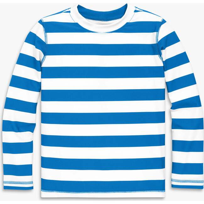 Kids Long Sleeve Rash Guard In Stripe, Blueberry White Stripe