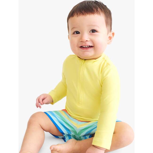 Baby Swim Trunk In Spring Stripe, Mist Spring Stripe