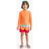 Kids Color Block Board Short, Mist Cantaloupe Tomato - Swim Trunks - 2 - thumbnail