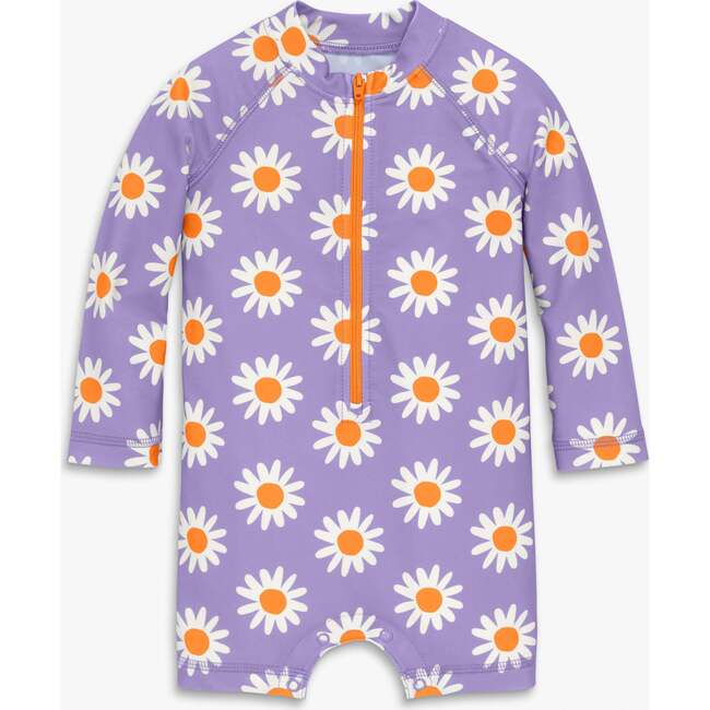 Baby One-Piece Rash Guard In Daisies, Iris Blooms