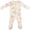 Cherries Print Zipper Front Footie, Milk - Footie Pajamas - 1 - thumbnail