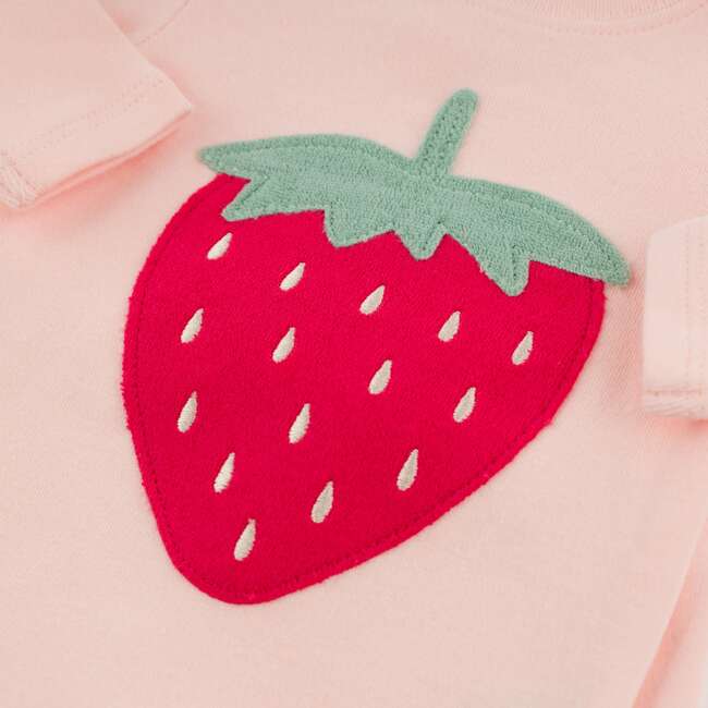 Strawberry Applique Two Piece Set, Pale Pink