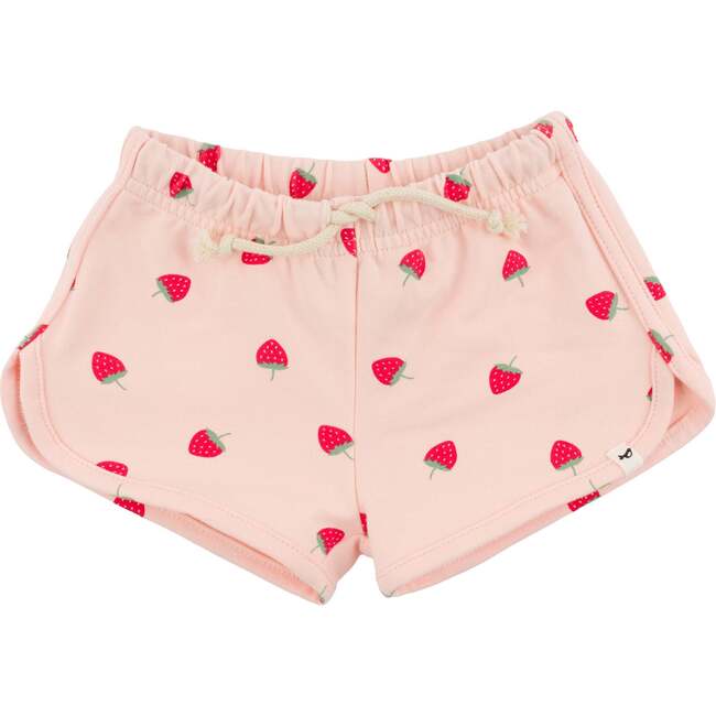 Mini Strawberries Print Lottie Shorts, Pale Pink