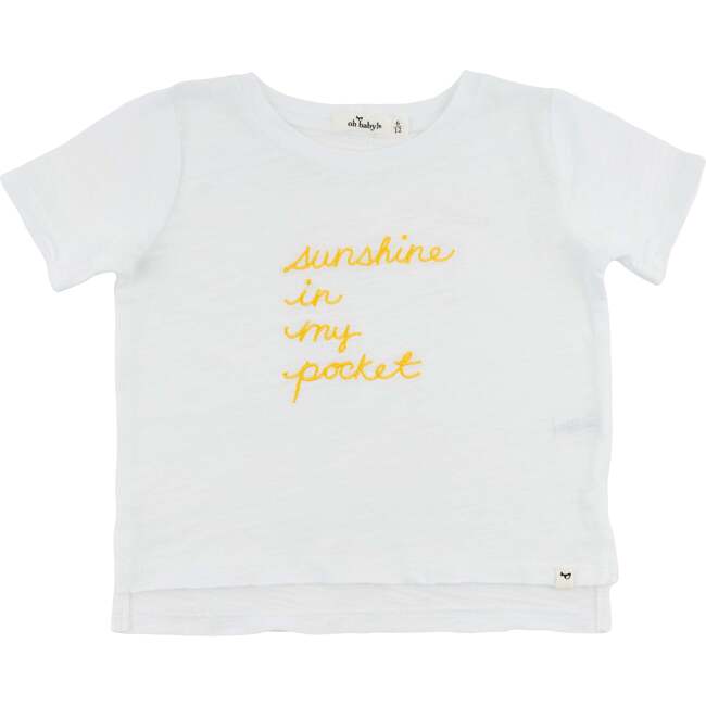 Sunshine Embroidered Raw Edge T-Shirt, Oyster