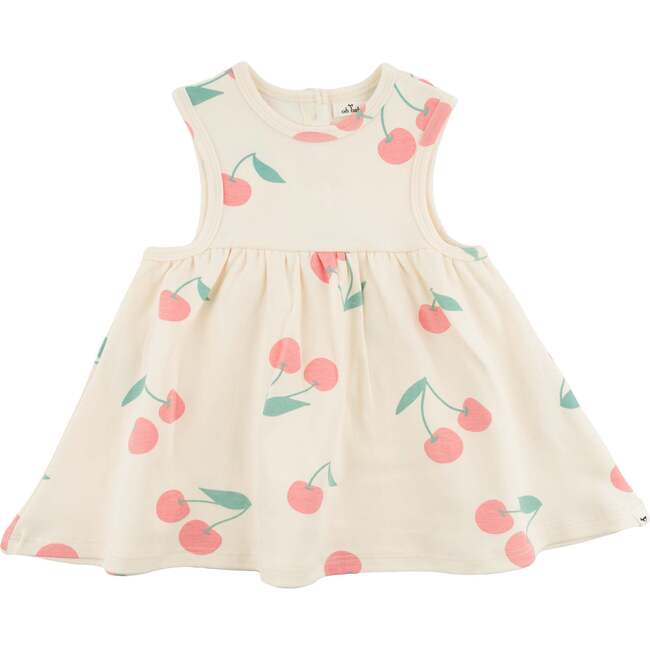 Cherries Print Lily Tank Dress, Milk