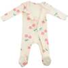 Cherries Print Zipper Front Footie, Milk - Footie Pajamas - 2 - thumbnail